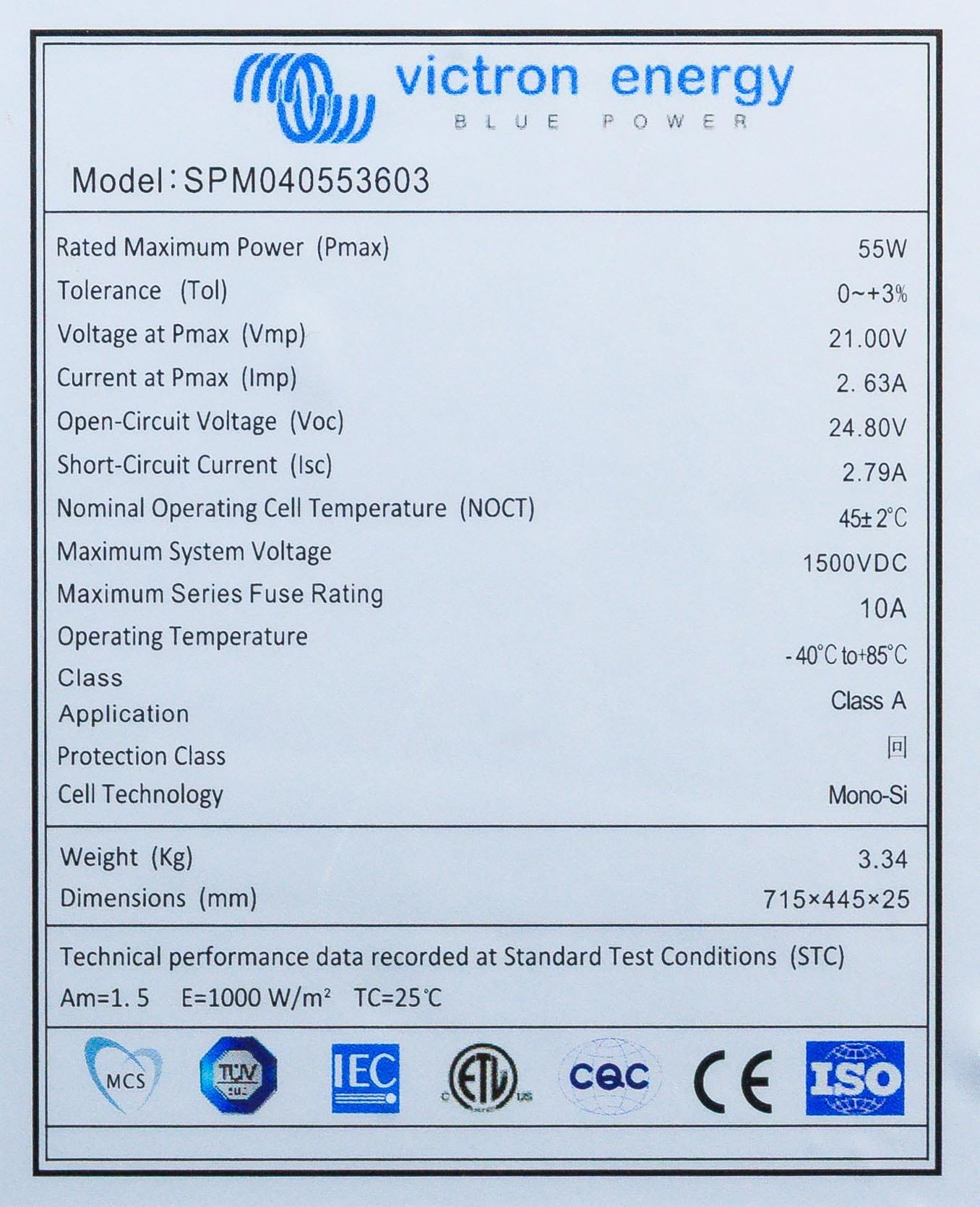 Solar Panel 55W-36 cells Mono 715x445x25mm series 4c