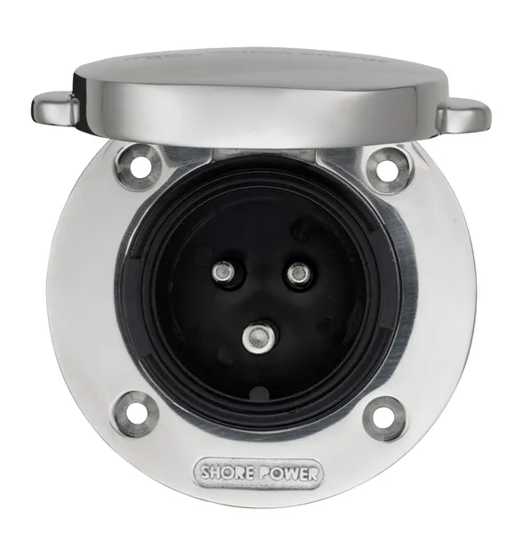 Power Inlet stainless steel with cover 32A/250Vac (2p/3w) - imagine 6